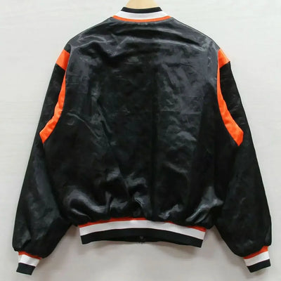 1980s Cincinnati Bengals Full-Snap Varsity Black Satin Men's Bomber Jacket