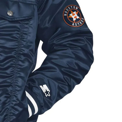 Houston Astros Trucker Silver Tab Full-Snap Navy Blue Satin Men's Jacket
