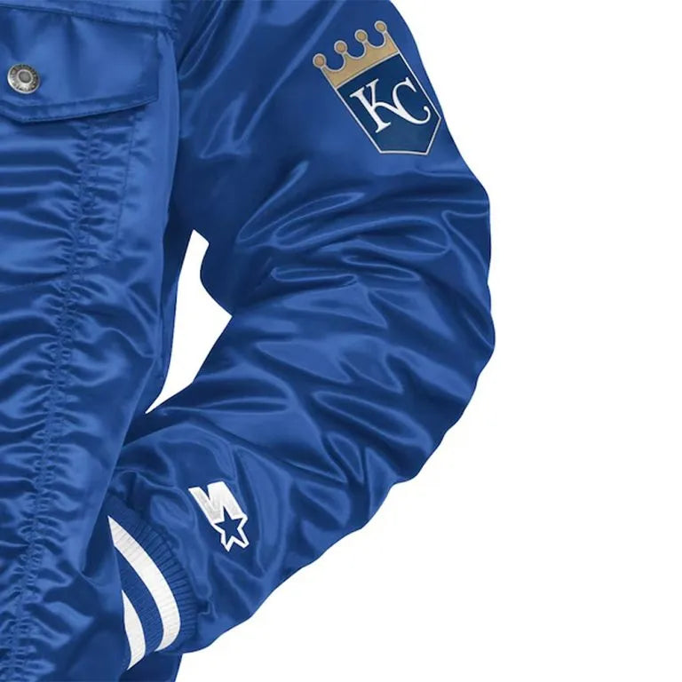 Kansas City Royals Silver Tab Trucker Full-Snap Royal Blue Satin Men's Jacket