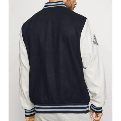 NY Yankees Navy Blue Wool and White Leather Sleeves Men's Jacket