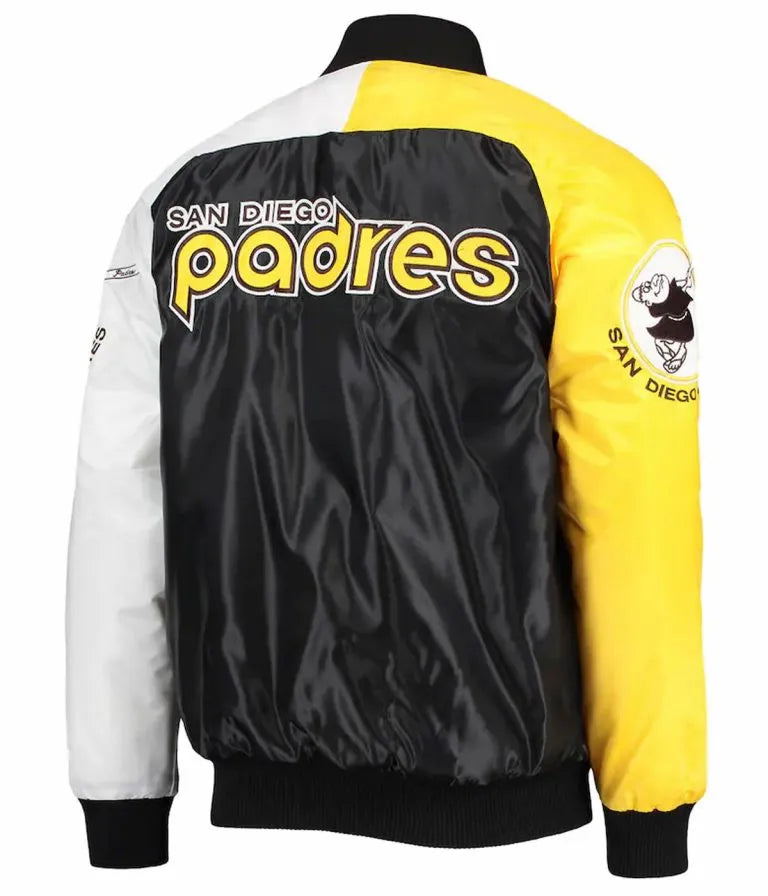 Starter San Diego Padres Full Snap Varsity Tri-Color Satin Men's Jacket