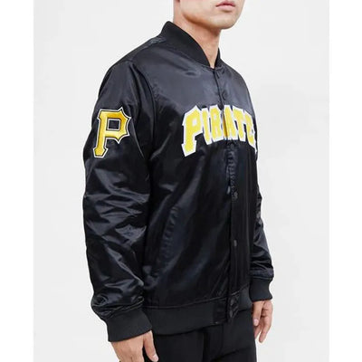 Pittsburgh Pirates Wordmark Black Satin Full-Snap Men's Jacket