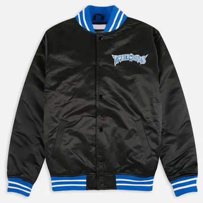 Minnesota Timberwolves Heavyweight Full-Snap Varsity Black Satin Men's Bomber Jacket