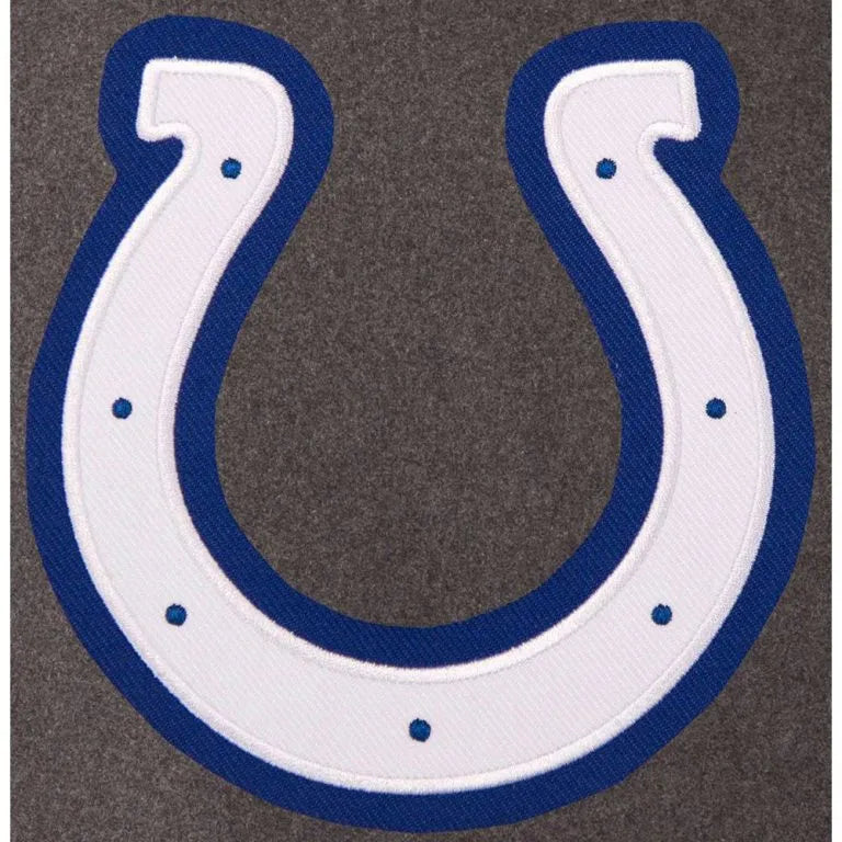 Indianapolis Colts Charcoal Wool and Black Genuine Leather Sleeves Men's Varsity Letterman Jacket