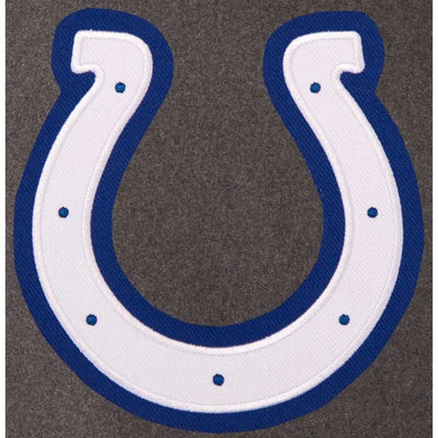 Indianapolis Colts Charcoal Wool and Black Genuine Leather Sleeves Men's Varsity Letterman Jacket