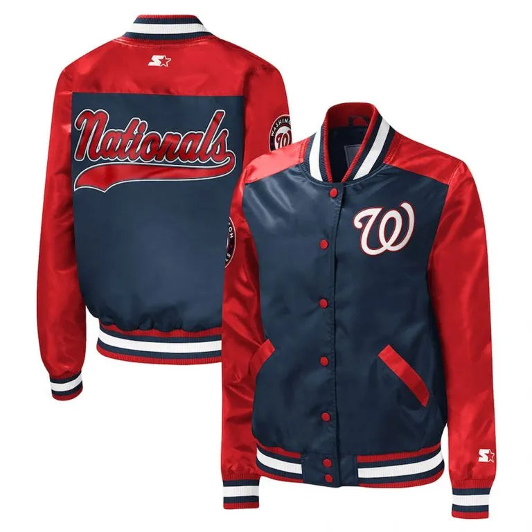 Washington Nationals The Legend Navy/Red Satin Full-Snap Men's Jacket