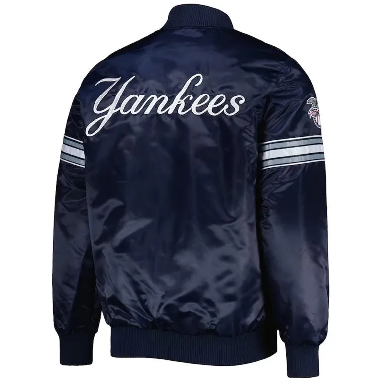 New York Yankees Pick & Roll Full-Snap Navy Blue Satin Men's Jacket