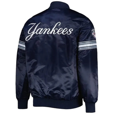 New York Yankees Pick & Roll Full-Snap Navy Blue Satin Men's Jacket