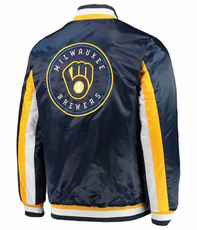 Milwaukee Brewers The Ace Navy Blue Full-Snap Satin Men's Jacket
