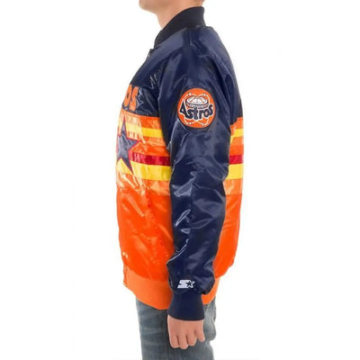 Houston Astros Navy/Orange Satin Full-Snap Men's Jacket