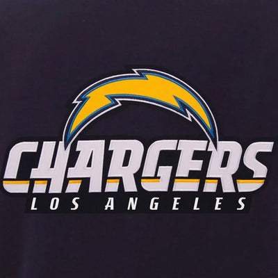 Los Angeles Chargers Navy Blue Wool and White Genuine Leather Sleeves Men's Varsity Letterman Jacket