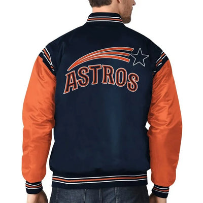 Houston Astros Enforce Navy/Orange Satin Varsity Full-Snap Men's Jacket