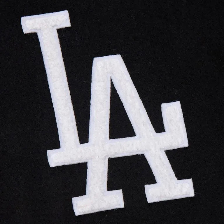 Los Angeles Dodgers Black Out Vintage Logo Full-Snap Wool/Leather Varsity Men's Jacket