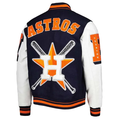 Houston Astros Navy Blue Wool & White Leather Sleeves Varsity Men's Jacket