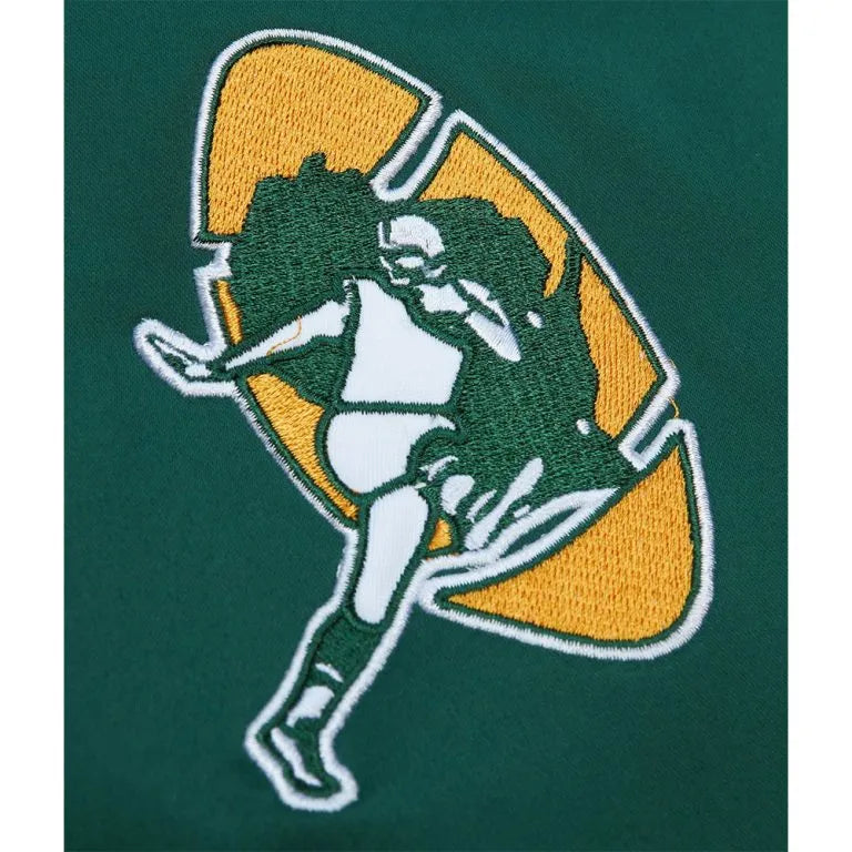 Green Bay Packers Team OG LW Full-Snap Varsity Yellow and Green Satin Men's Bomber Jacket