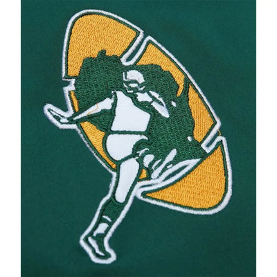 Green Bay Packers Team OG LW Full-Snap Varsity Yellow and Green Satin Men's Bomber Jacket