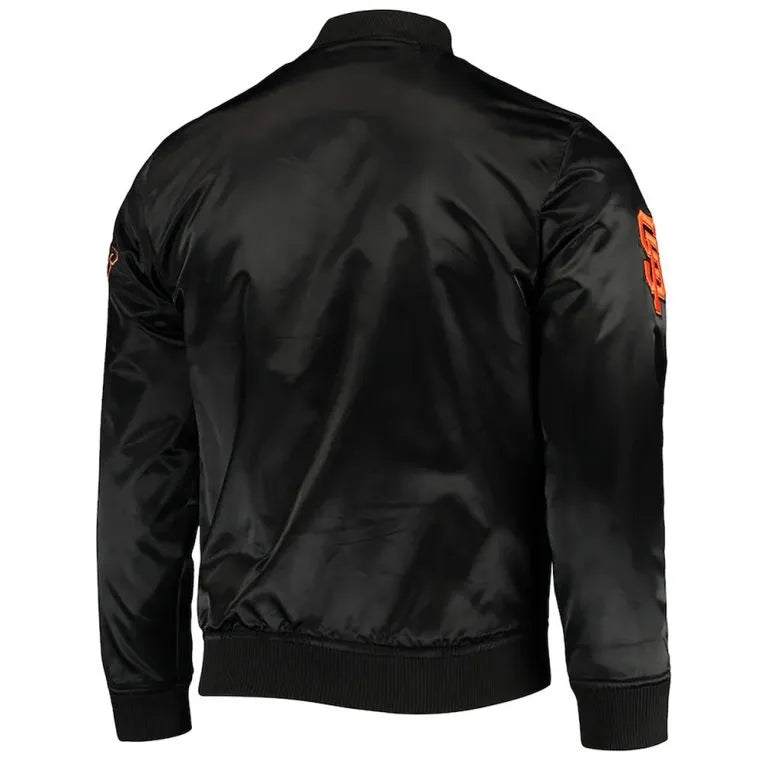 San Francisco Giants Wordmark Full-Snap Black Satin Men's Jacket