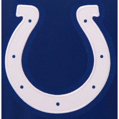 Indianapolis Colts Embroidered Blue Wool and White Genuine Leather Sleeves Men's Varsity Letterman Jacket