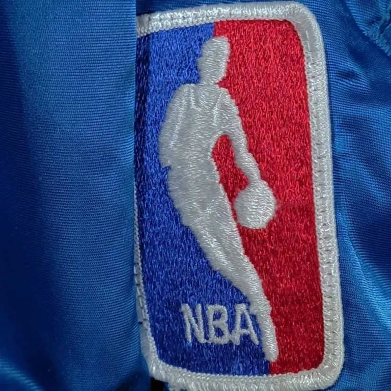 90’s New York Knicks Full-Snap Varsity Royal Blue Satin Men's Bomber Jacket