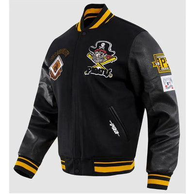 Pittsburgh Pirates Retro Classic Rib Black Wool/Leather Varsity Men's Jacket