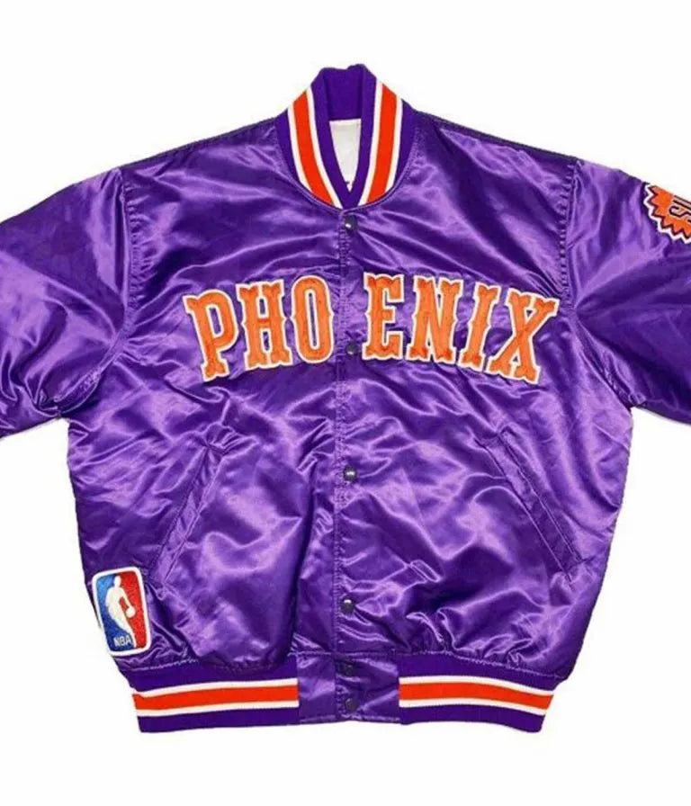 Phoenix Suns NBA Full-Snap Varsity Purple Satin Men's Bomber Jacket