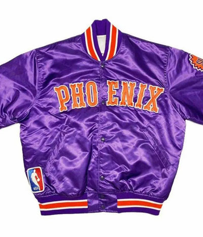 Phoenix Suns NBA Full-Snap Varsity Purple Satin Men's Bomber Jacket