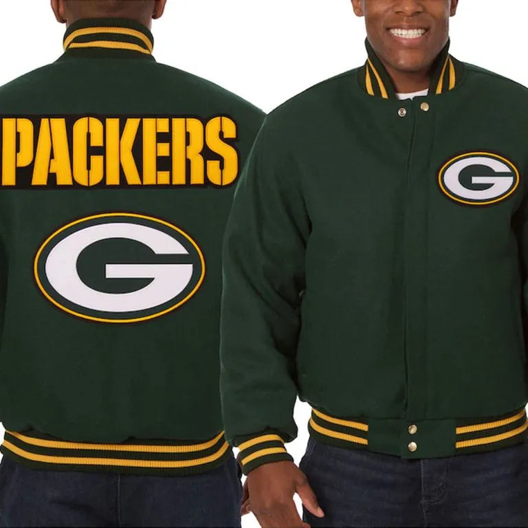 Green Bay Packers Green All Wool Men's Varsity Letterman Jacket