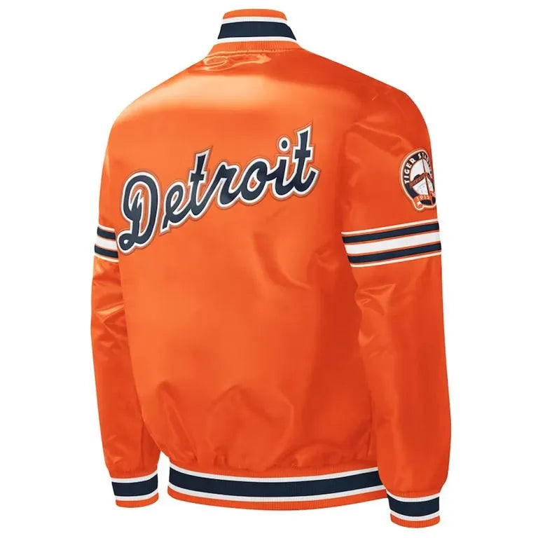 Detroit Tigers Slider Orange Satin Full-Snap Varsity Men's Jacket