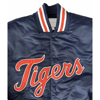 80’s Detroit Tigers Navy Blue Satin Full-Snap Varsity Men's Jacket