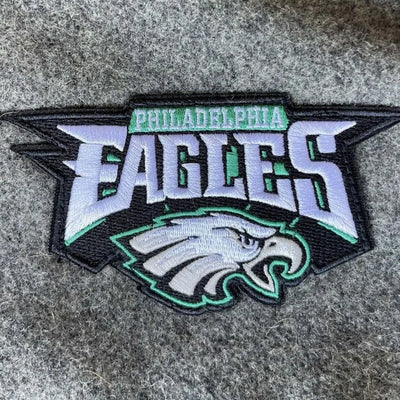 Philadelphia Eagles American Flag Gray Wool & Green Leather Sleeves Men's Varsity Letterman Jacket