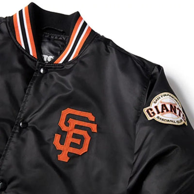 San Francisco Giants American Flag Full-Snap Black Bomber Satin Men's Jacket