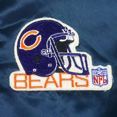 1990’s Chicago Bears Full-Snap Varsity Navy Blue Satin Men's Bomber Jacket
