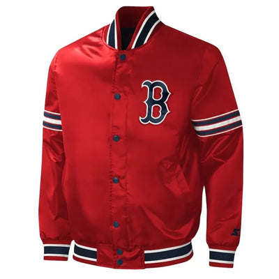 Boston Red Sox Midfield Red Satin Varsity Full-Snap Men's Bomber Jacket