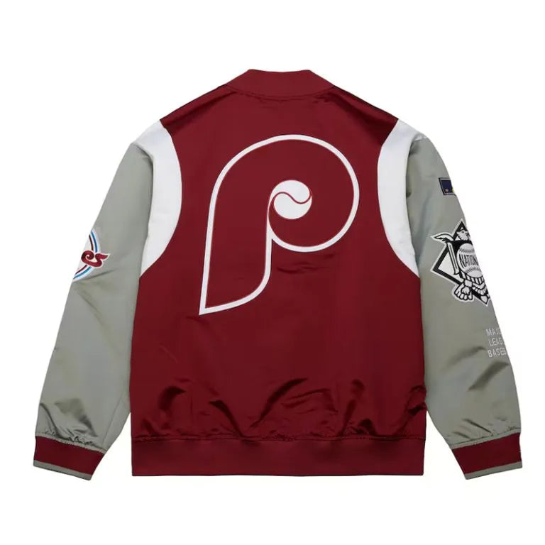 Philadelphia Phillies Cooperstown Team Origins Full-Snap Burgundy/Gray Satin Men's Jacket