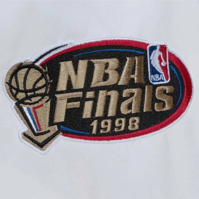 Chicago Bulls City Collection Full-Snap Varsity White Satin Men's Bomber Jacket