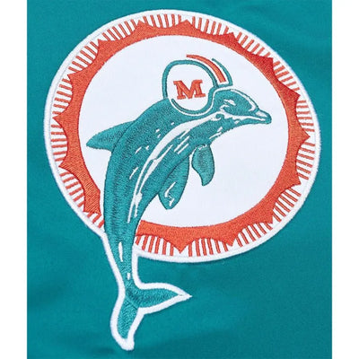 Miami Dolphins Heavyweight Full-Snap Varsity Aqua Satin Men's Bomber Jacket