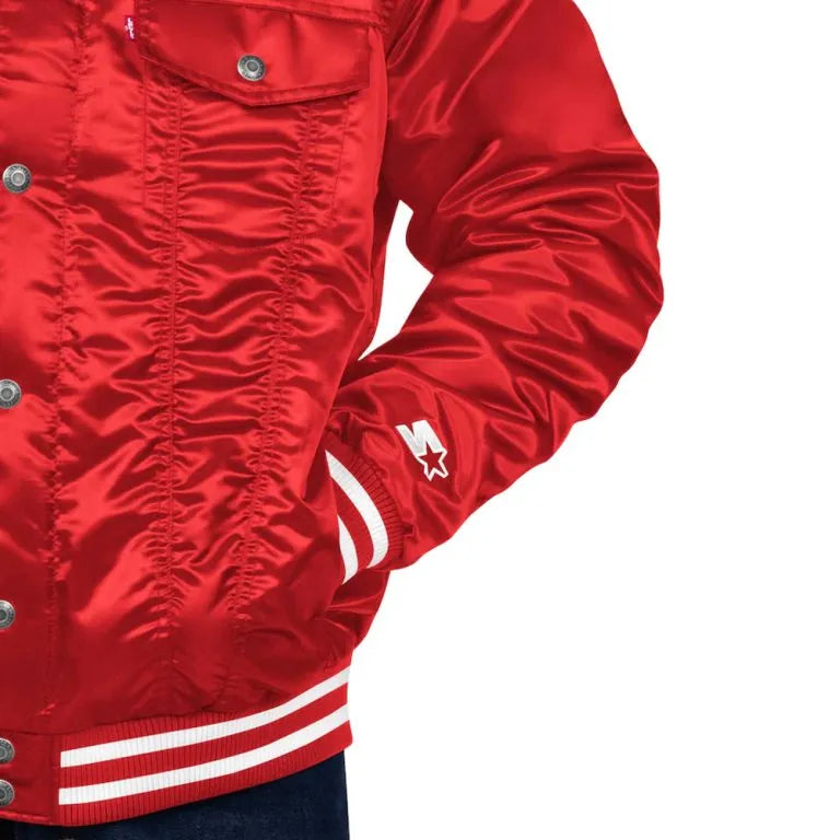 Arizona Diamondbacks Silver Tab Trucker Full-Snap Red Satin Men's Jacket