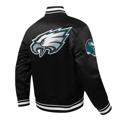 Nick Foles Philadelphia Eagles Full-Snap Varsity Black Satin Men's Bomber Jacket
