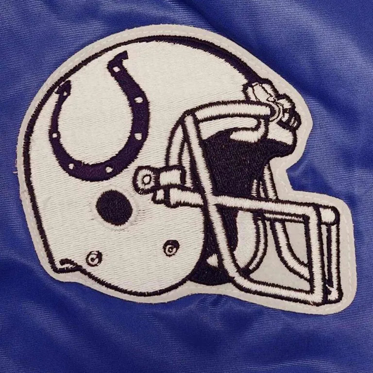 80’s Indianapolis Colts Full-Snap Varsity Blue Satin Men's Bomber Jacket