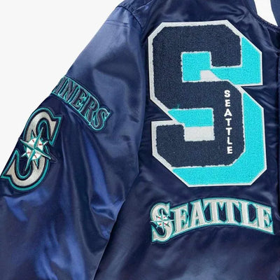 Seattle Mariners Sluggers Full-Snap Navy Blue Satin Men's Jacket