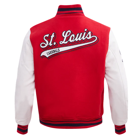 Louis Cardinals Red Wool & White Leather Sleeves Varsity Men's Jacket