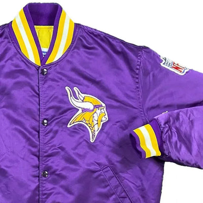 Minnesota Vikings Full-Snap Varsity Purple Satin Men's Bomber Jacket