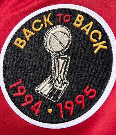 Houston Rockets Champ City Full-Snap Varsity Red Satin Men's Bomber Jacket