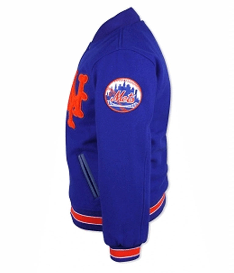 New York Mets Varsity Royal Blue All Wool Full-Snap Men's Jacket