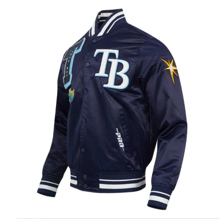 Tampa Bay Rays Mashup Classic Rib Navy Blue Full-Snap Satin Men's Jacket