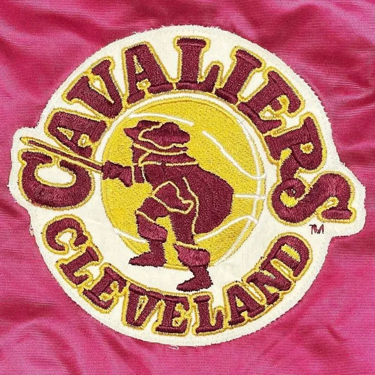 80’s NBA Cleveland Cavaliers Full-Snap Varsity Red Satin Men's Bomber Jacket