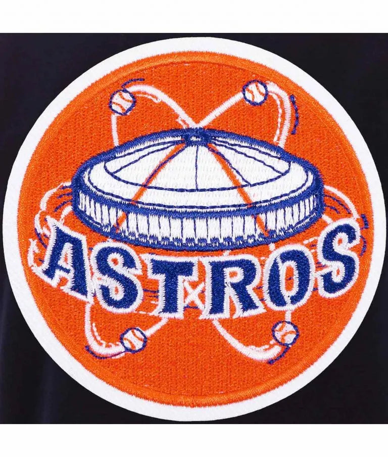 Houston Astros Navy Black Wool & White Leather Sleeves Varsity Men's Jacket