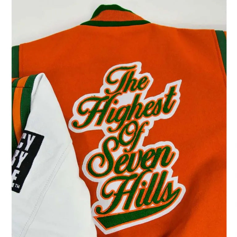 Florida A&M University Motto 2.0  Green Wool & White Genuine Leather Sleeves Men's Letterman Varsity Jacket
