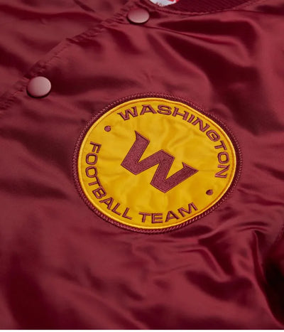 Washington Commanders Full-Snap Varsity Burgundy Satin Men's Bomber Jacket