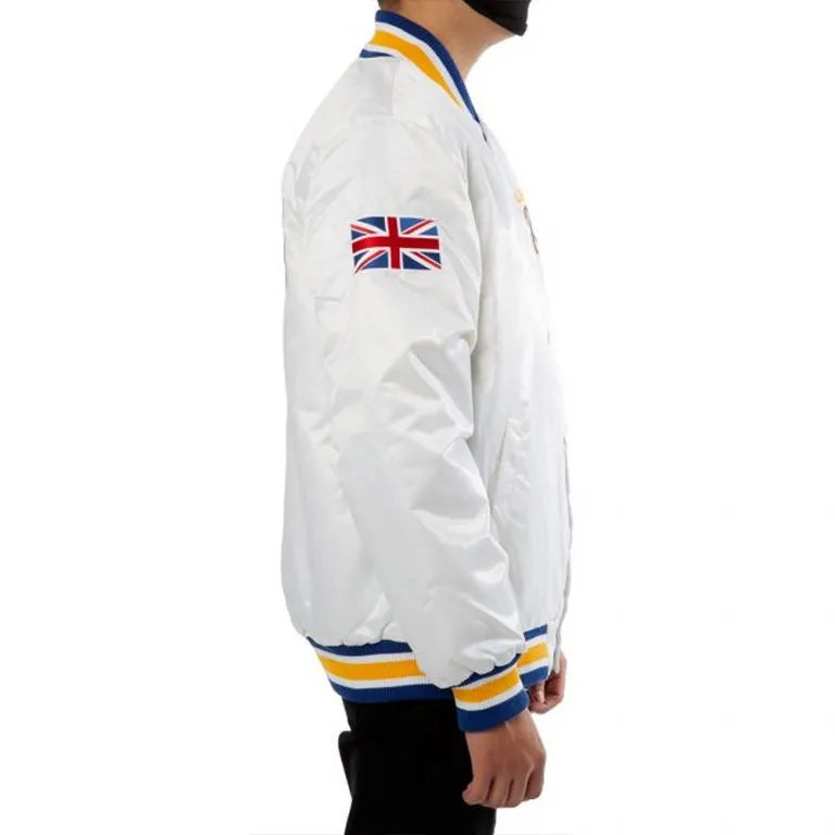 Los Angeles Rams Cooper Kupp Full-Snap Varsity White Satin Men's Bomber Jacket